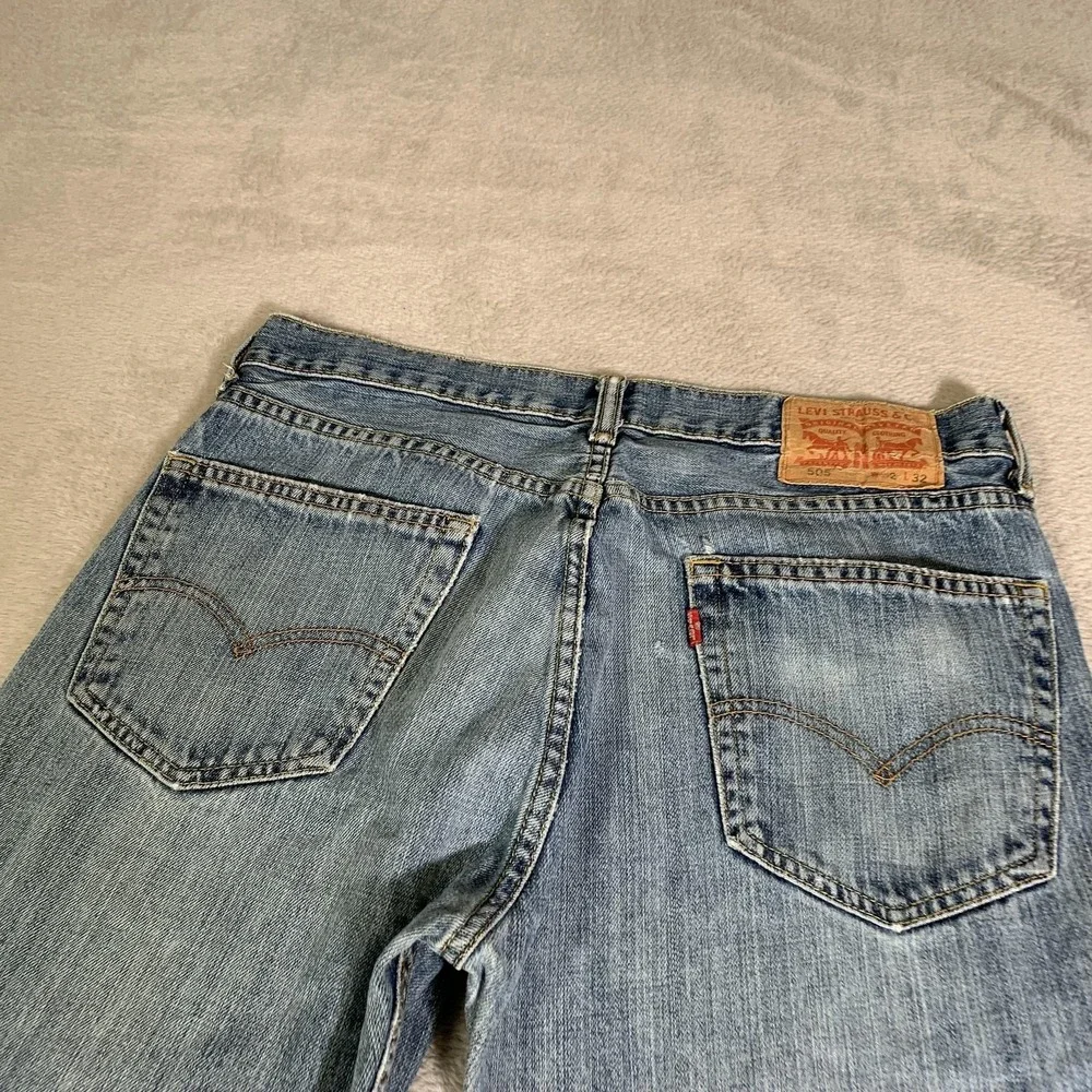 Vintage Levis 505 Jeans Mens 32x32 Blue Light Wash Regular Straight Distressed